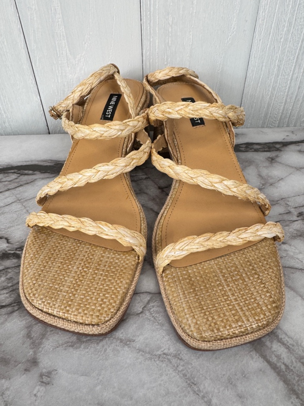 Nine West Emolly Raffia Block Heel Sandals - Picture 6 of 12